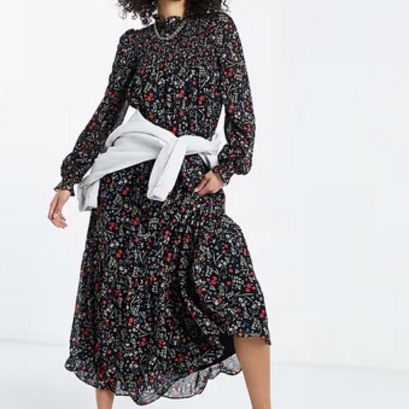 ASOS Dresses & Skirts - ASOS DESIGN black floral shirred bodice maxi dress, US 4.